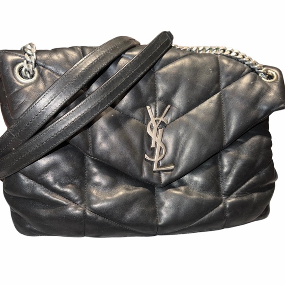 Saint Laurent Handbags - Saint Laurent Black Quilted Puffer Shoulder Bag with Silver YSL Hardware